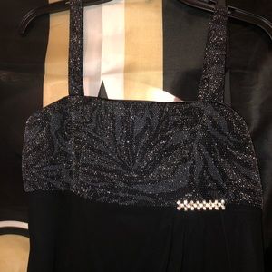 Tea length dress/rhinestone accent pin dress